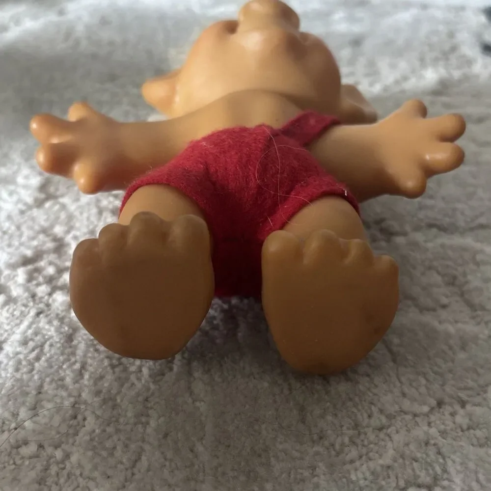 Vintage 1984 Dam Things Troll Doll 10 Inch Red Outfit White Fluffy Hair Roy